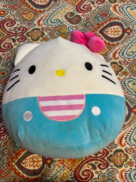 Squishmallows Other - Hello Kitty Plush Face squishmallow Pillow - White, Pink & Aqua
